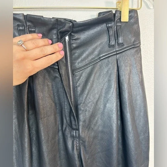 FOR LOVE & LEMONS DILLON HIGH WAIST FAUX LEATHER TROUSER PANT BLACK SIZE XS - Picture 6 of 16